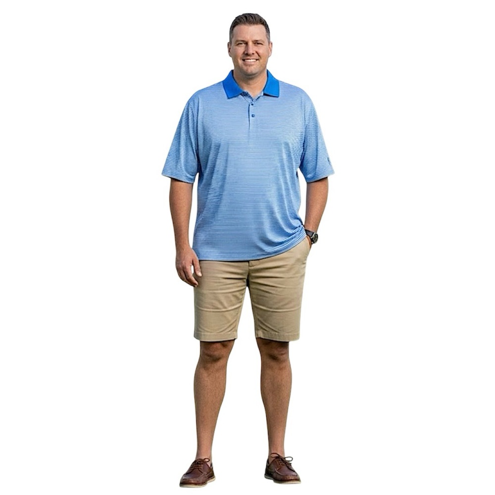 Cutter & Buck Forge Tonal Stripe Stretch Polo Shirt in Digital Blue Size 3XT - Picture 2 of 14